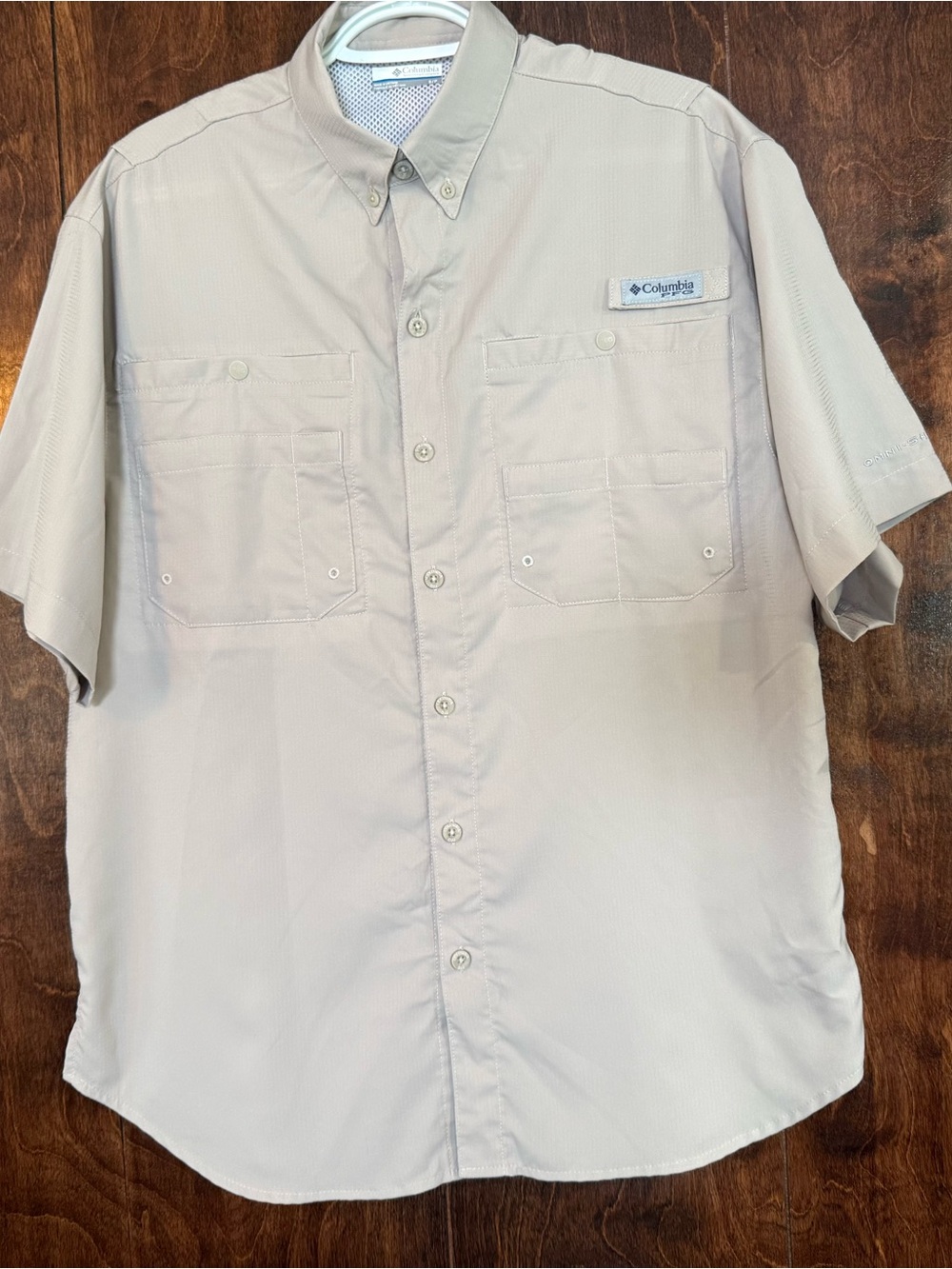 Columbia PFG Mens Small Beige Omni-Shade Vented Fishing Shirt Outdoor